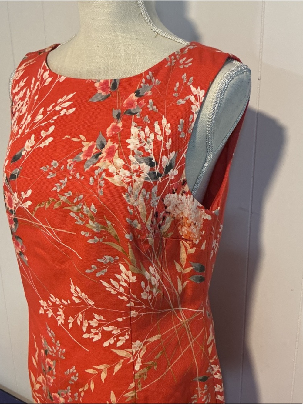 Talbots Coral Red Floral Midi Sheath Dress - Picture 2 of 5